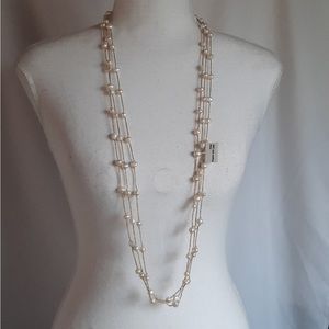 COPY - 36” freshwater pearl necklace hand knotted on a shimmered chain